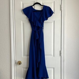 SHEIN Royal Blue Asymmetrical Ruffle Dress